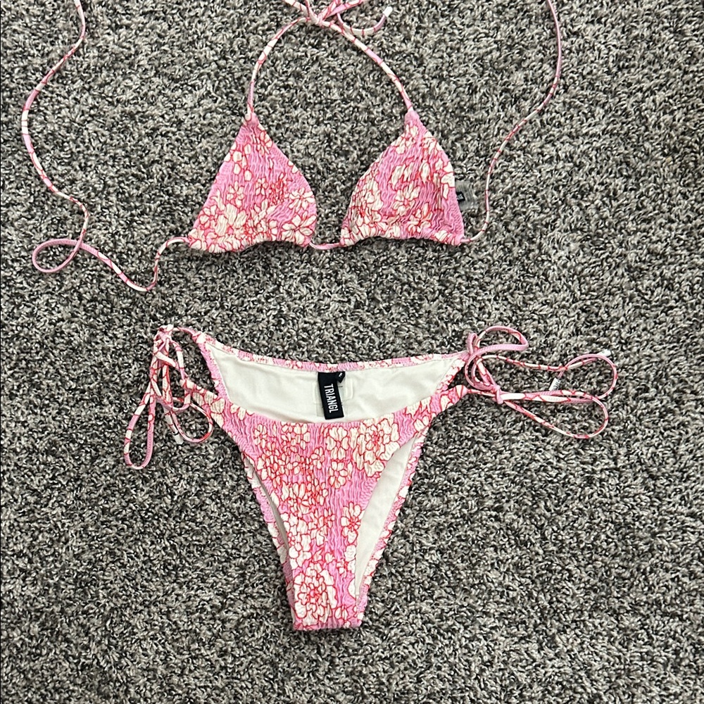 Triangl Swimwear Pink and White Bikini